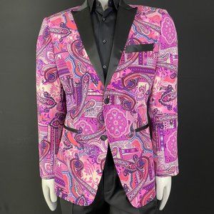 Pink Black Paisley Silk Men's Blazer New Designer